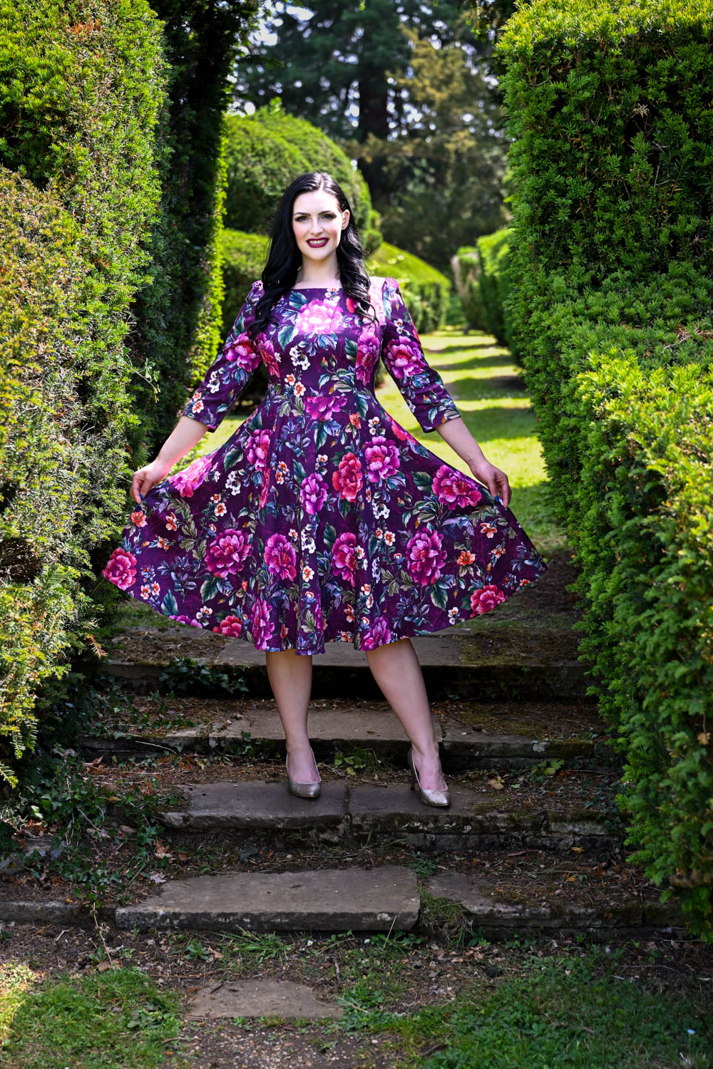 Bea Floral Swing Dress in Extended Sizing